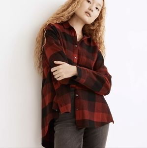 Madewell Flannel Side-Button Oversized Ex-Boyfriend Shirt in Buffalo Check M
